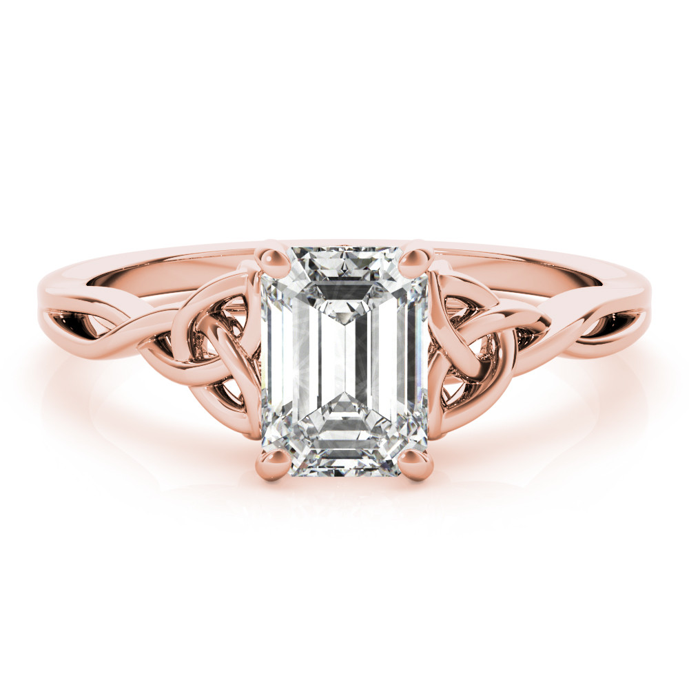 0.1 Ct Lab-Created Diamond Emerald Cut Mariana  Classic Solitaire Engagement Rings in Silver 925