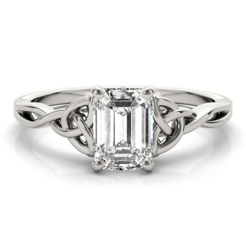 0.1 Ct Lab-Created Diamond Emerald Cut Mariana  Classic Solitaire Engagement Rings in Silver 925