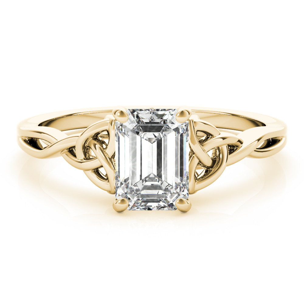 0.1 Ct Lab-Created Diamond Emerald Cut Mariana  Classic Solitaire Engagement Rings in Silver 925