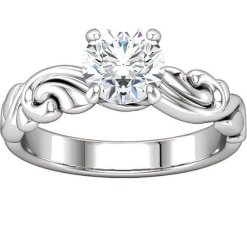 0.1 Ct Natural Round Cut Maycie  Solitaire Diamond Rings in 14K White Gold