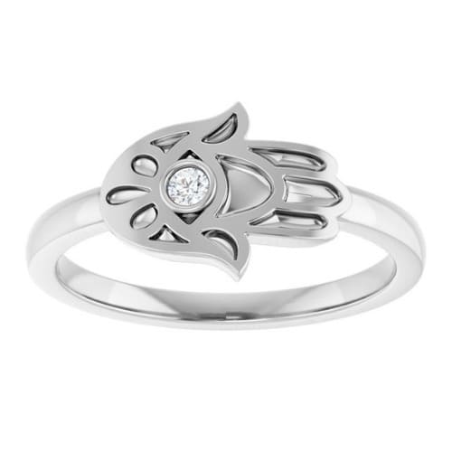 0.1 Ct Natural Round Cut Marisa  Solitaire Diamond Rings in 14K White Gold