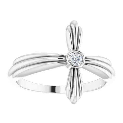 0.1 Ct Natural Round Cut Maeven  Solitaire Diamond Rings in 14K White Gold