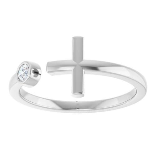 0.1 Ct Natural Round Cut Marisela  Solitaire Diamond Rings in 14K White Gold