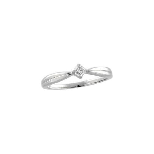0.1 Ct Natural Round Cut Maizey  Solitaire Diamond Rings in 14K White Gold