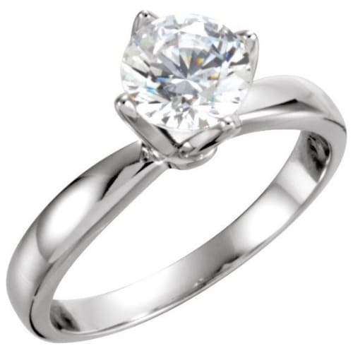 0.1 Ct Natural Round Cut Mattea  Solitaire Diamond Rings in 14K White Gold
