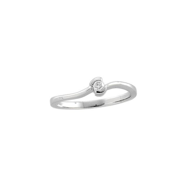 0.1 Ct Natural Round Cut Malea  Solitaire Diamond Rings in 14K White Gold