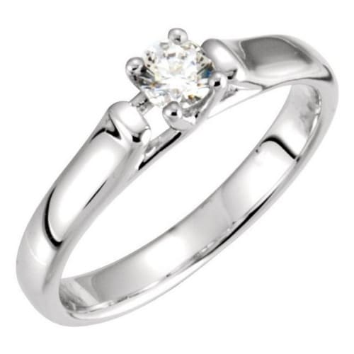 0.1 Ct Natural Round Cut Mailyn  Solitaire Diamond Rings in 14K White Gold