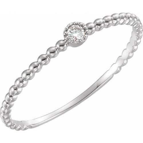 0.1 Ct Natural Round Cut Maila  Solitaire Diamond Rings in 14K White Gold