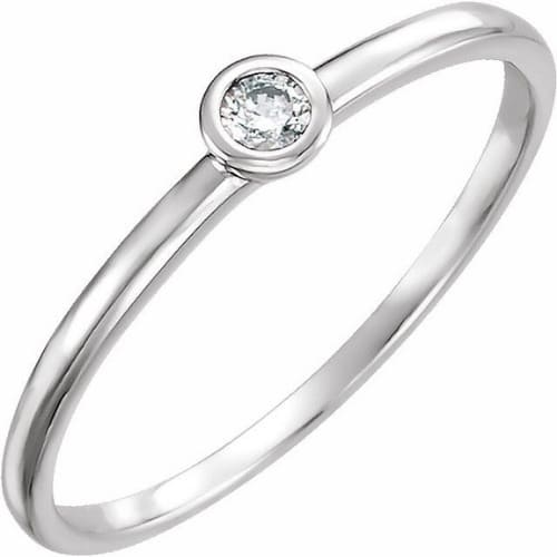 0.1 Ct Natural Round Cut Mayleigh  Solitaire Diamond Rings in 14K White Gold