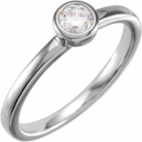 0.1 Ct Natural Round Cut Marlinynn  Solitaire Diamond Rings in 14K White Gold