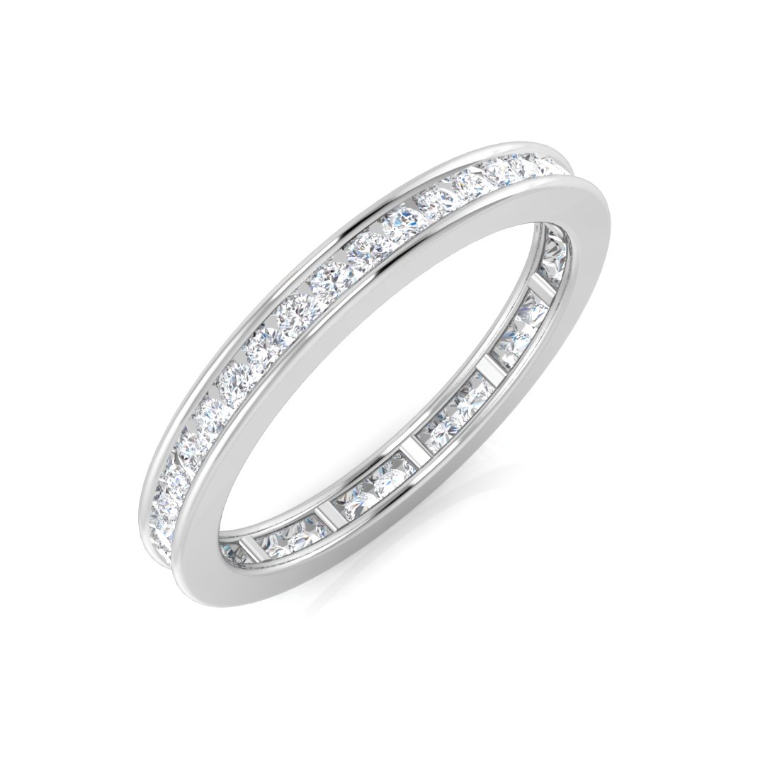 0.5 Ct Natural Diamond Round Cut  in 18K White Gold