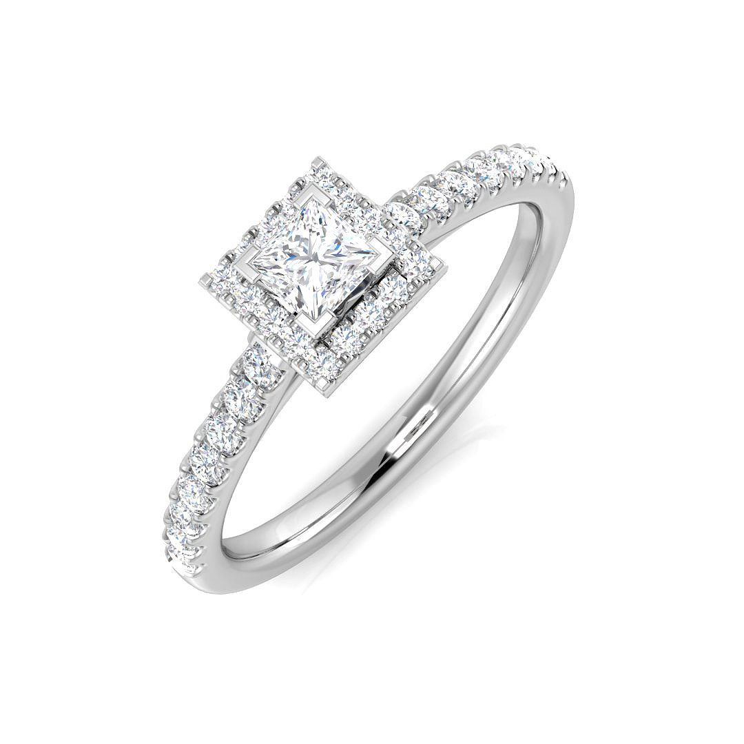 0.45 ct Natural Diamond Princess Ring