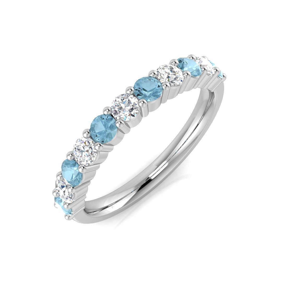 0.65 Ct Aquamarine Round Cut  in 9K White Gold