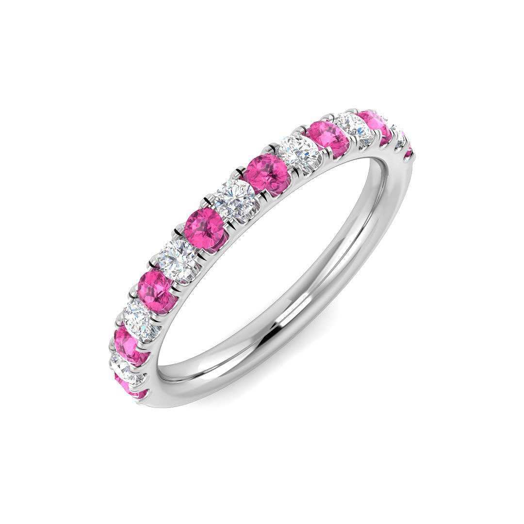 0.5 Ct Pink Sapphire Round Cut  in 9K White Gold