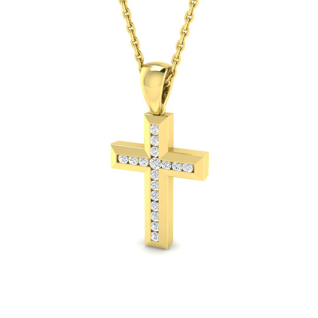 0.15 ct Natural Diamond Round Cross Pendant