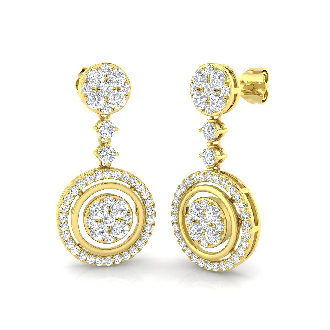 1.85 ct Natural Diamond Round Earrings