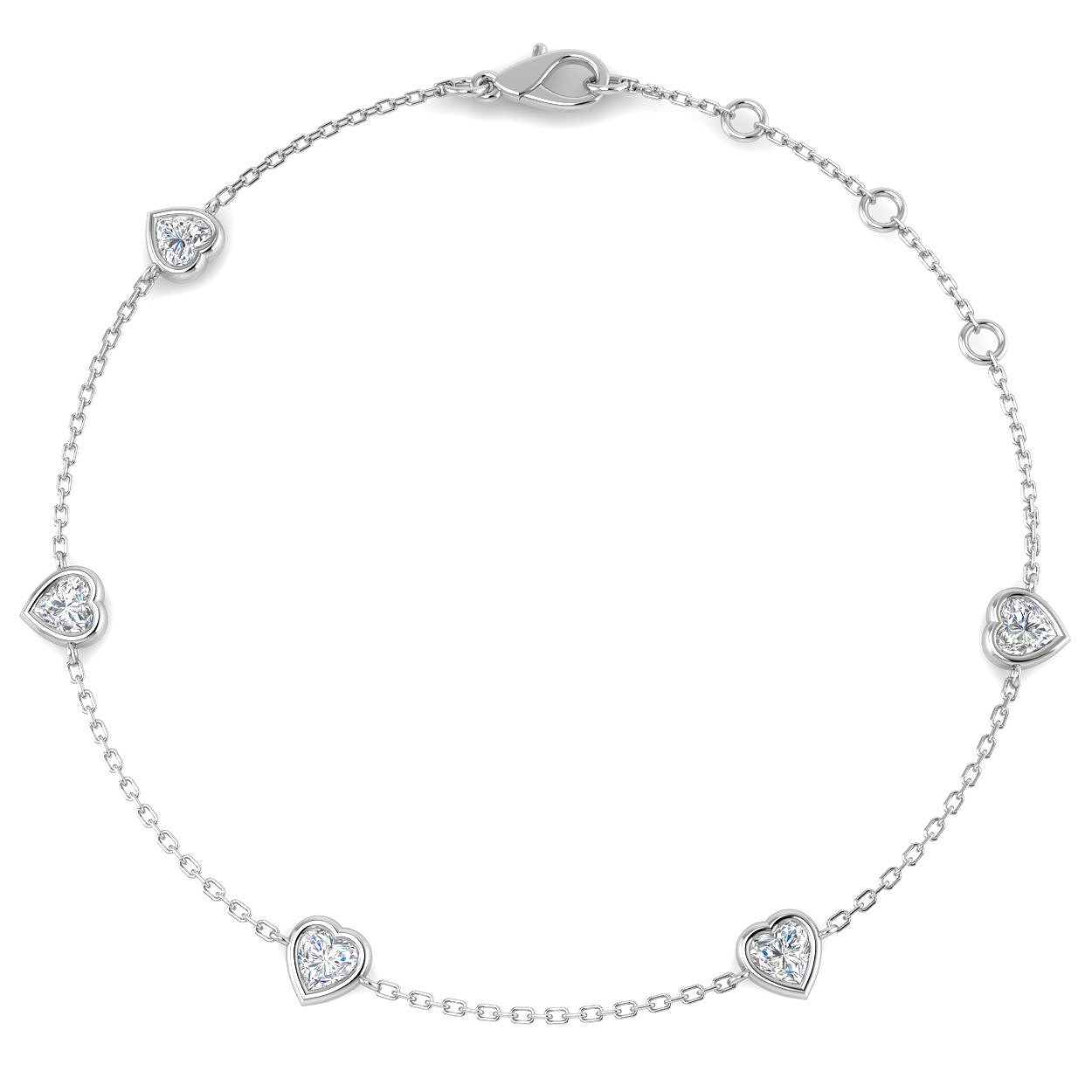 0.55 Ct Natural Diamond Heart Cut  in 18K White Gold