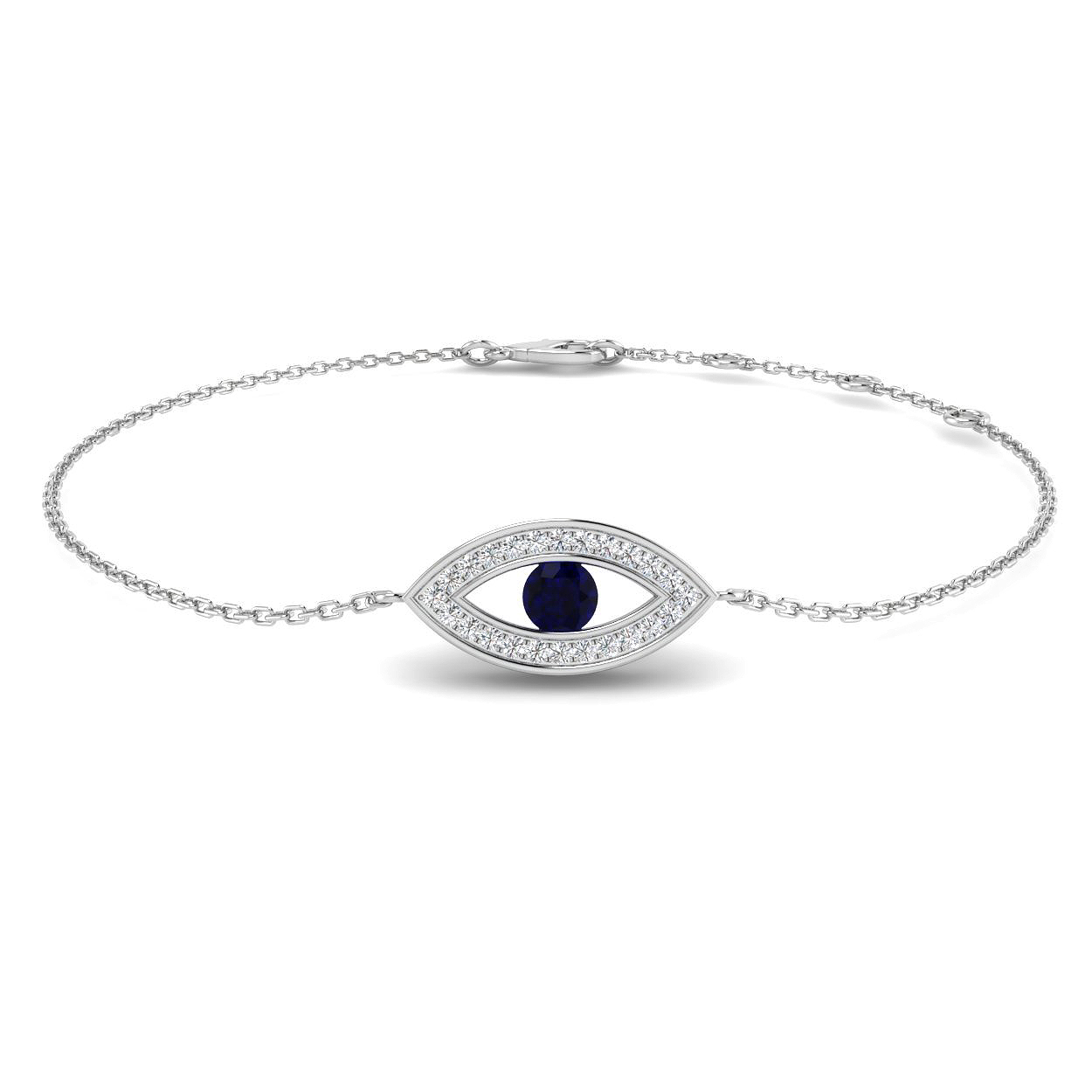 0.3 Ct Blue Sapphire Round Cut  in 9K White Gold