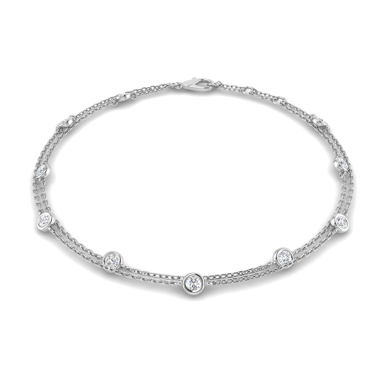 0.5 Ct Natural Diamond Round Cut  in 18K White Gold