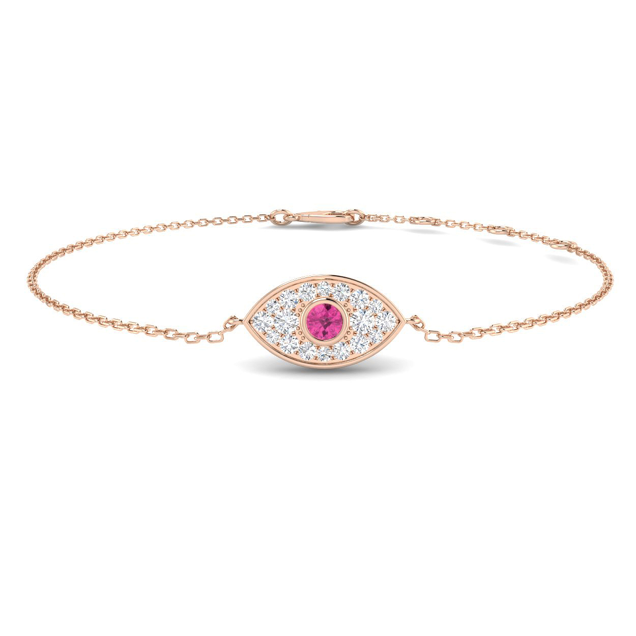 0.35 Ct Pink Sapphire Round Cut  in 9K White Gold