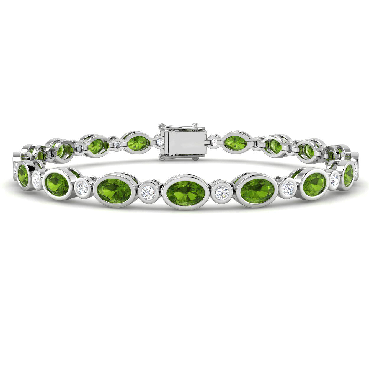 9.9 Ct Peridot Oval Cut  in 9K White Gold