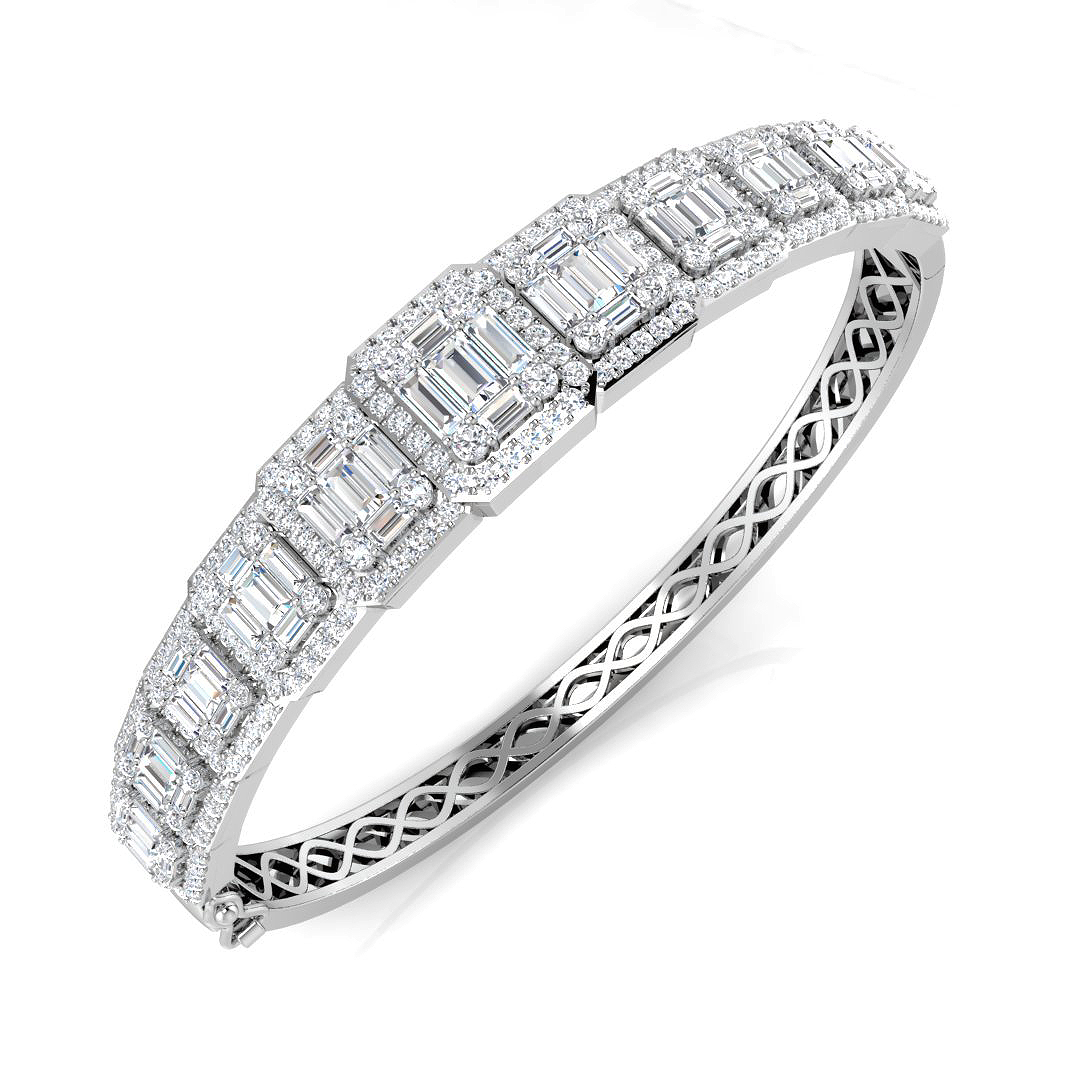 5.3 ct Natural Diamond Baguette Bangle