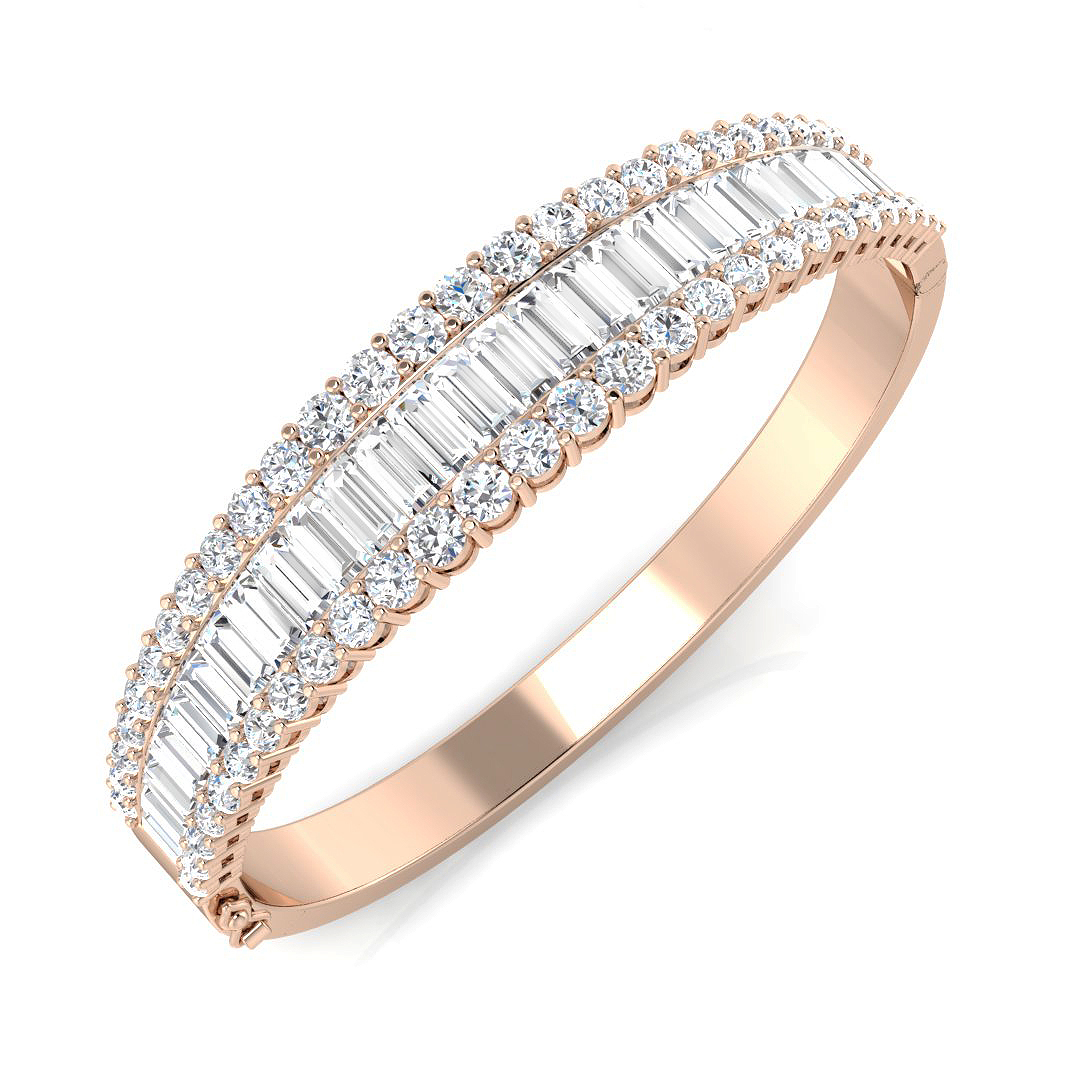 10.45 ct Natural Diamond Baguette Bangle