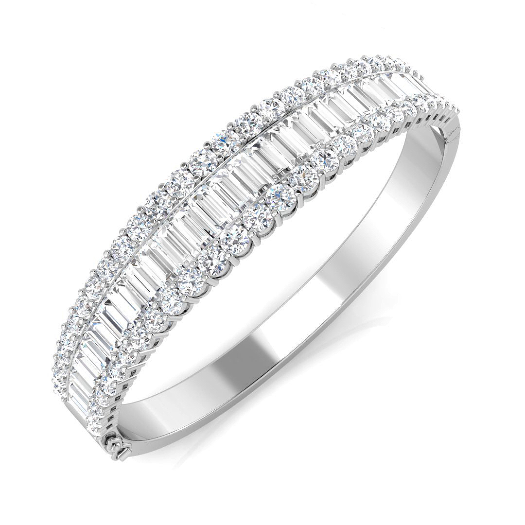 10.45 ct Natural Diamond Baguette Bangle