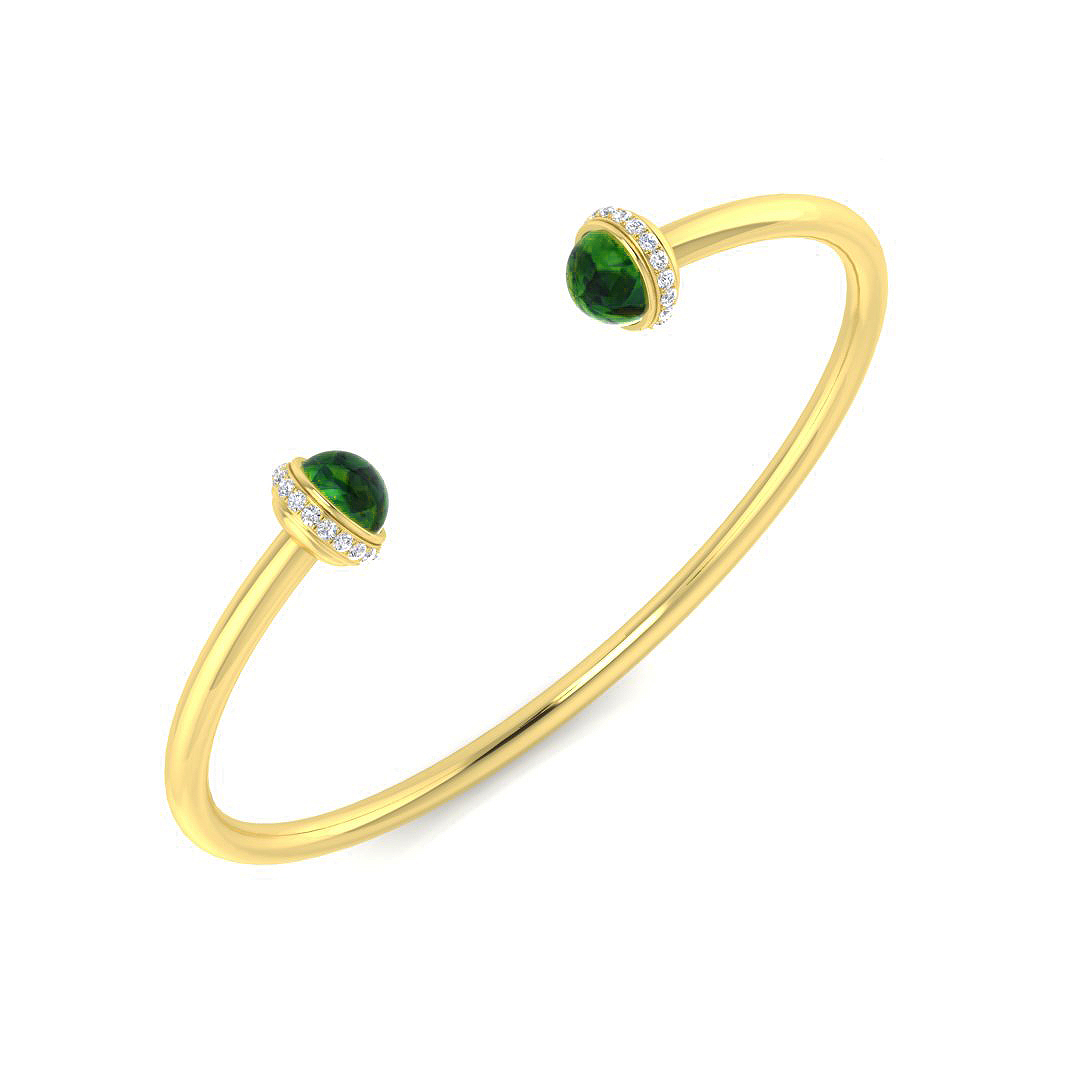 1.7 ct Natural Diamond Emerald Bangle