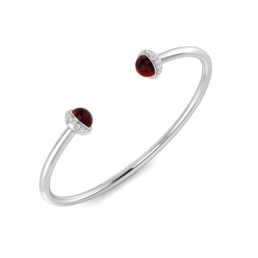 2 Ct Garnet Round Cut  in 18K White Gold