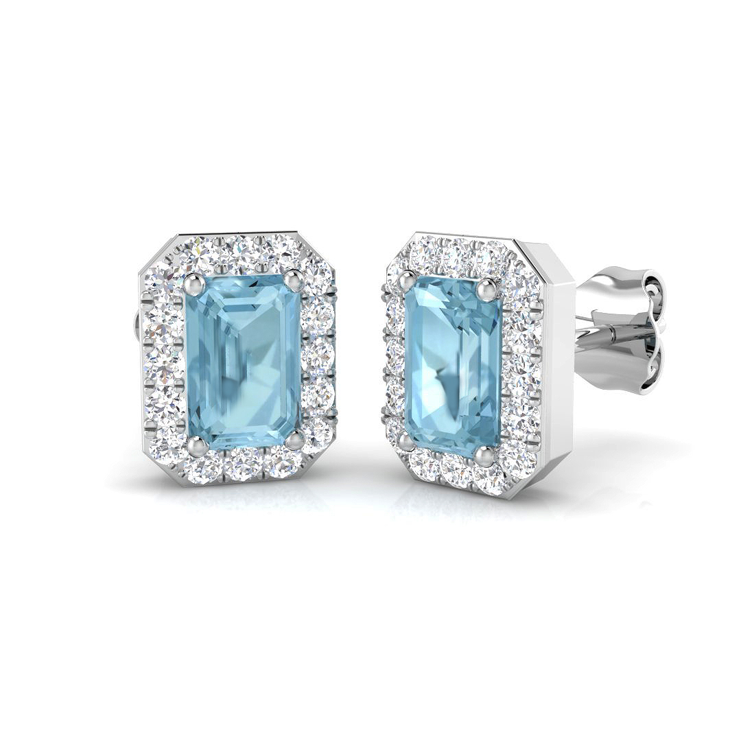 1.5 ct Aquamarine Emerald Earrings
