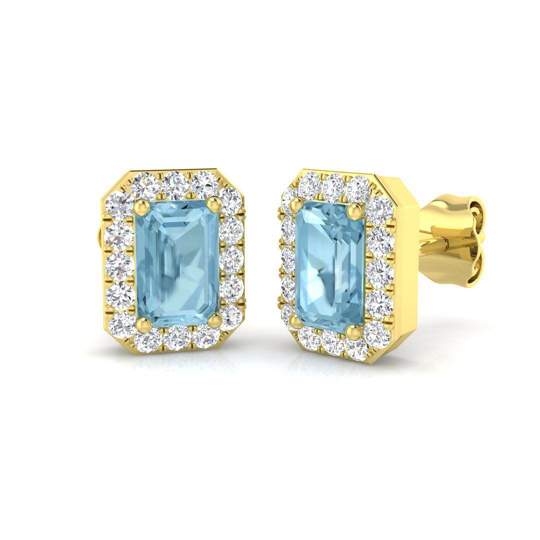 1.5 ct Aquamarine Emerald Earrings