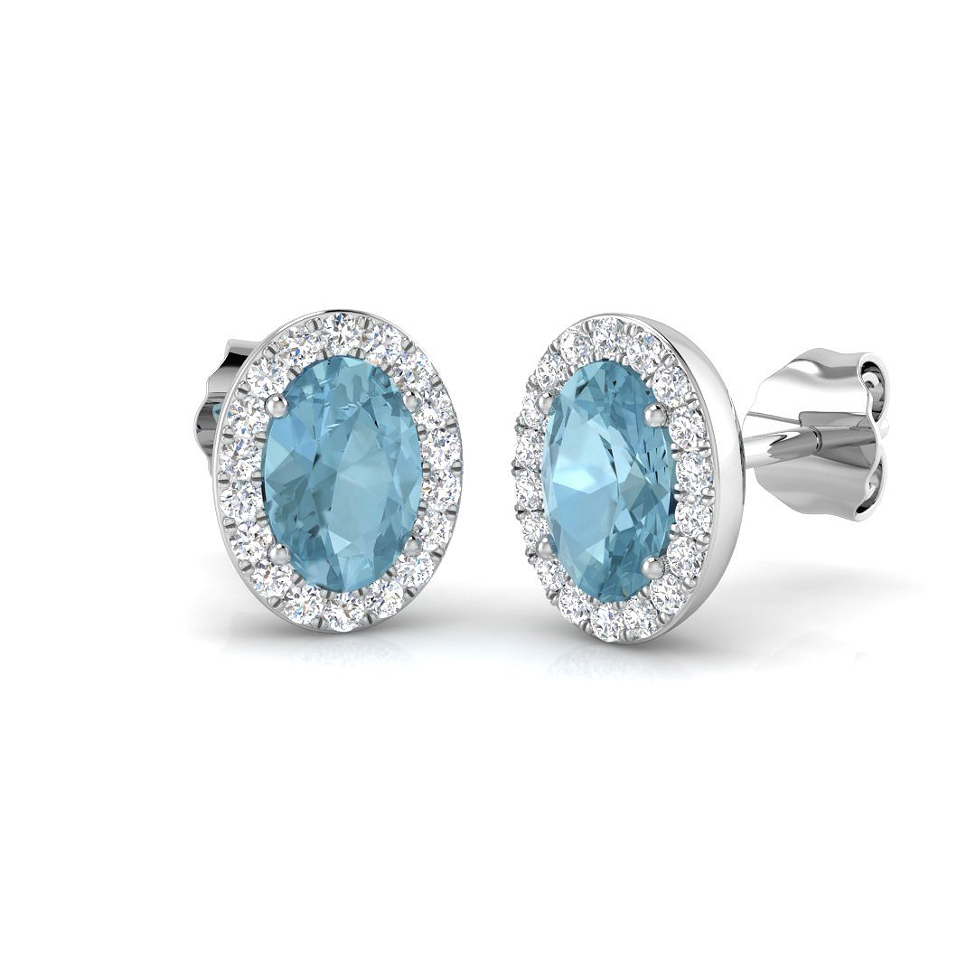 0.9 ct Aquamarine Oval Earrings