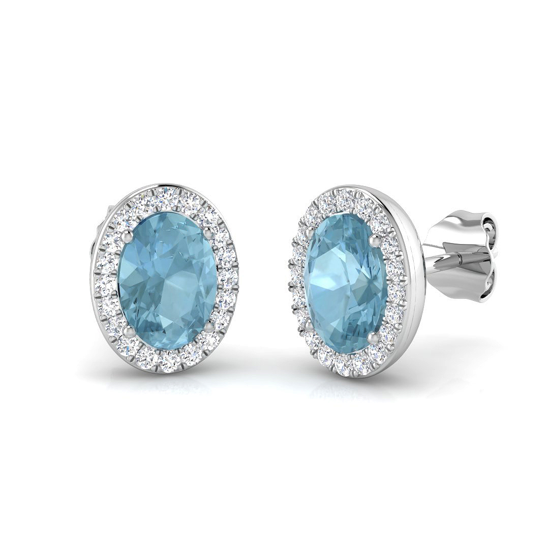 1.7 ct Aquamarine Oval Earrings