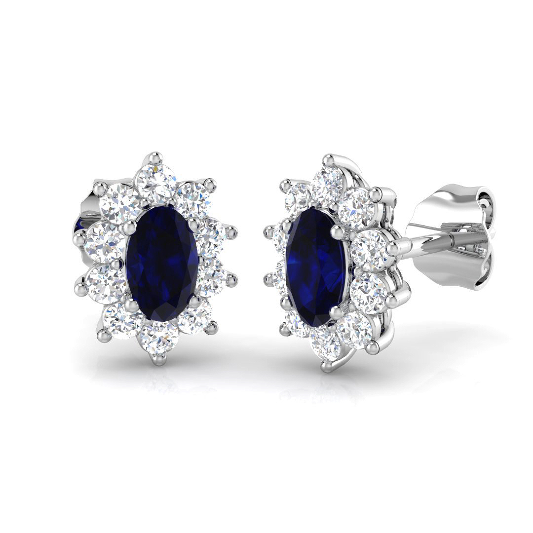 1.1 ct Blue Sapphire Oval Earrings