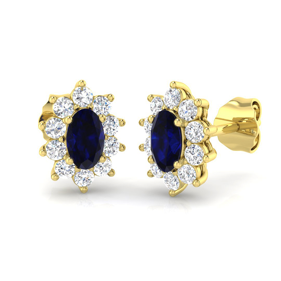 0.95 ct Blue Sapphire Oval Earrings