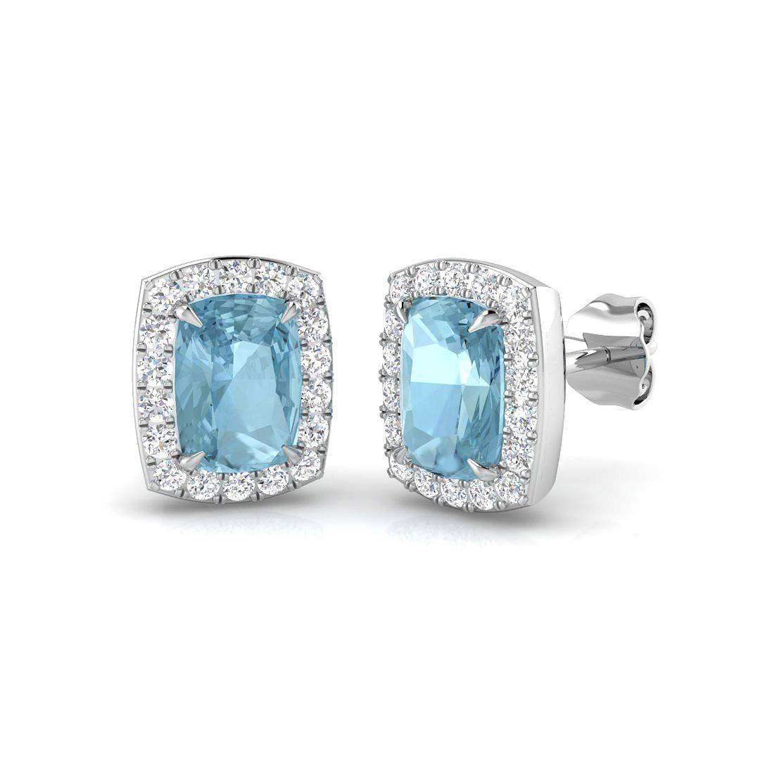 1.95 Ct Aquamarine Cushion Cut  in 18K White Gold