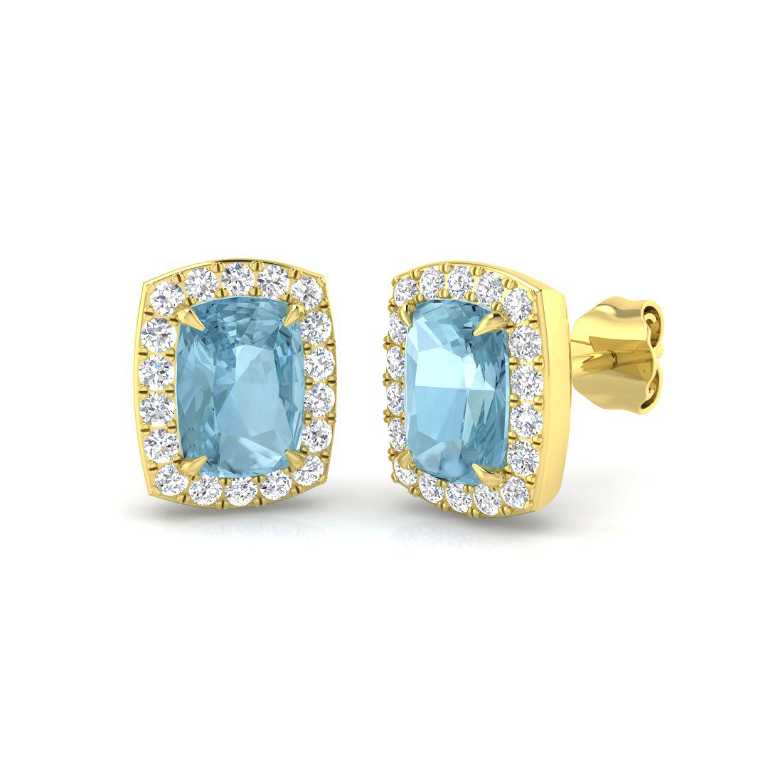 1.95 ct Aquamarine Cushion Earrings