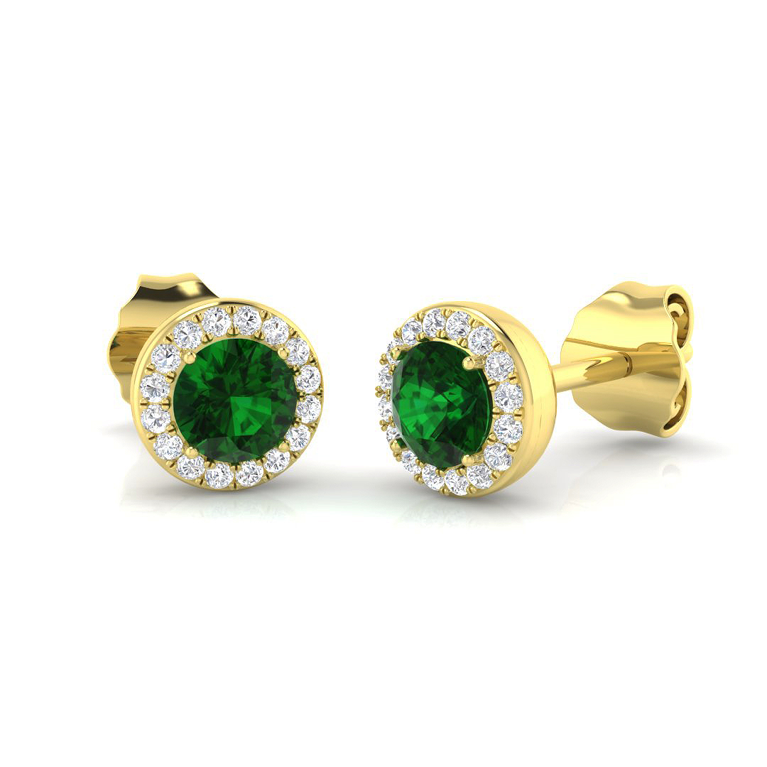 0.7 ct Natural Diamond Emerald Earrings