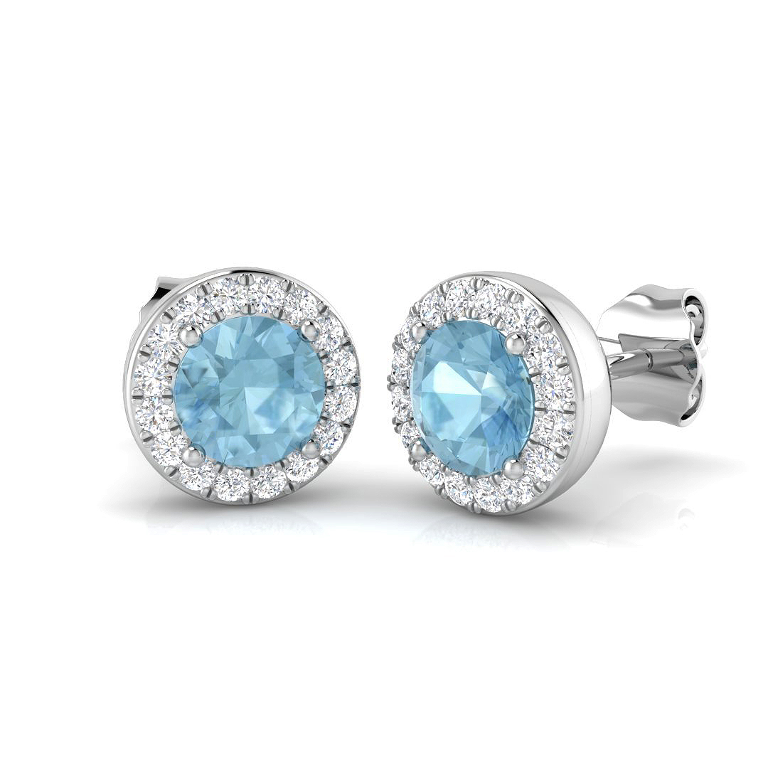 1.1 ct Aquamarine Round Earrings