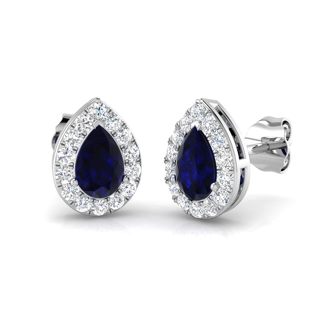 1.35 ct Blue Sapphire Pear Earrings