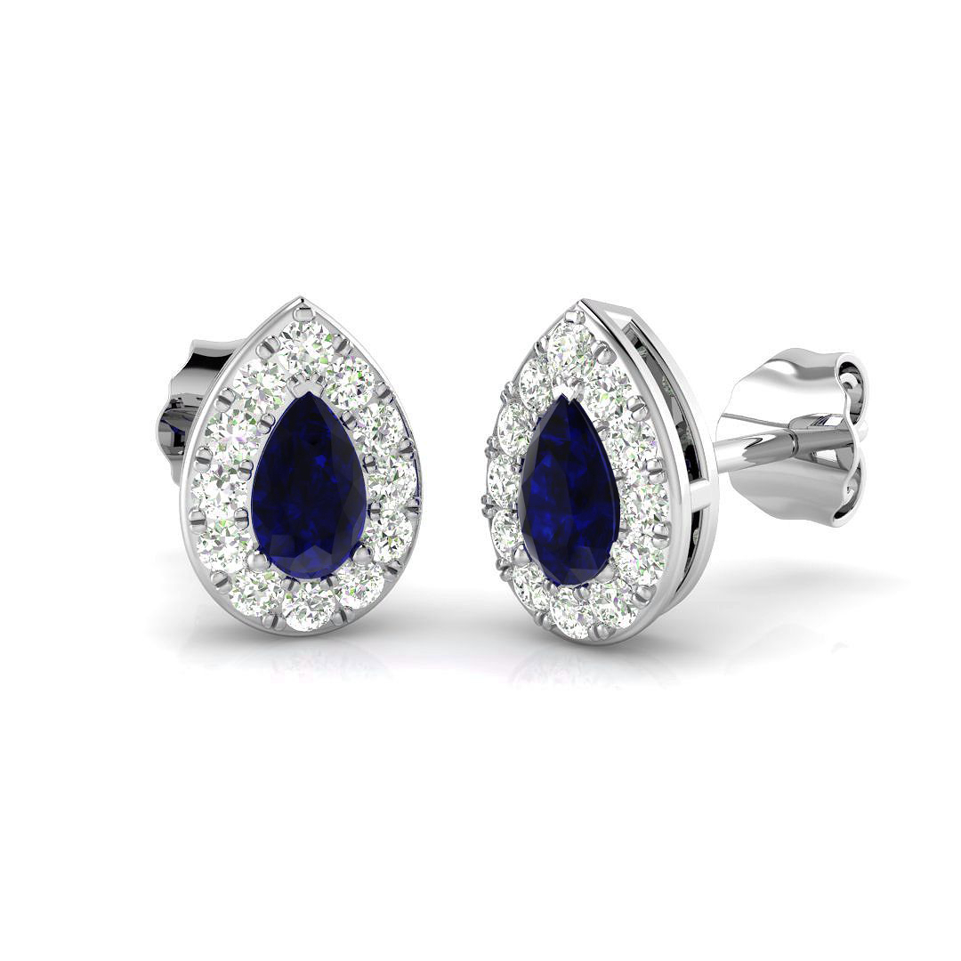 0.8 ct Blue Sapphire Pear Earrings