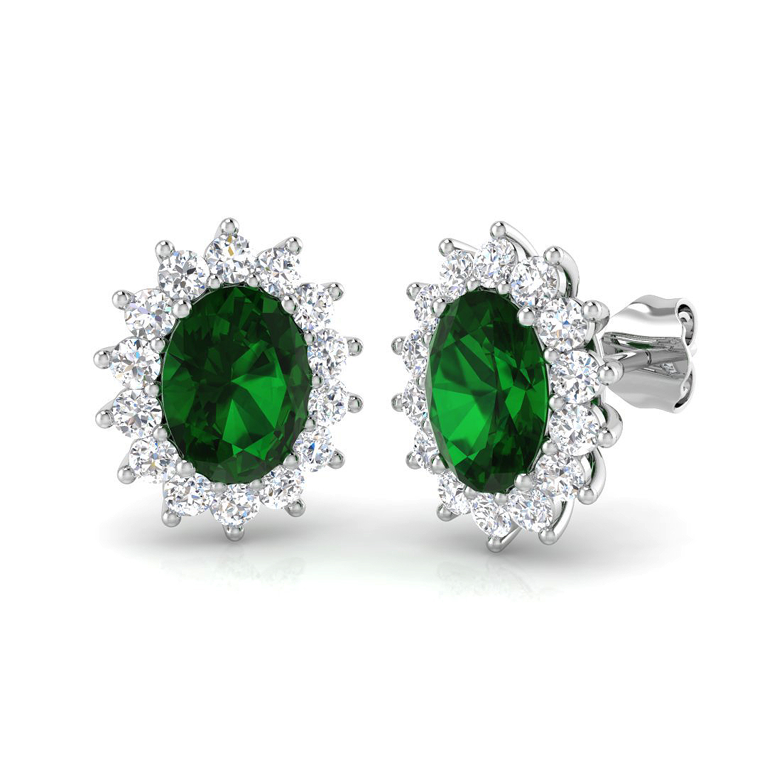 2.7 ct Natural Diamond Emerald Earrings