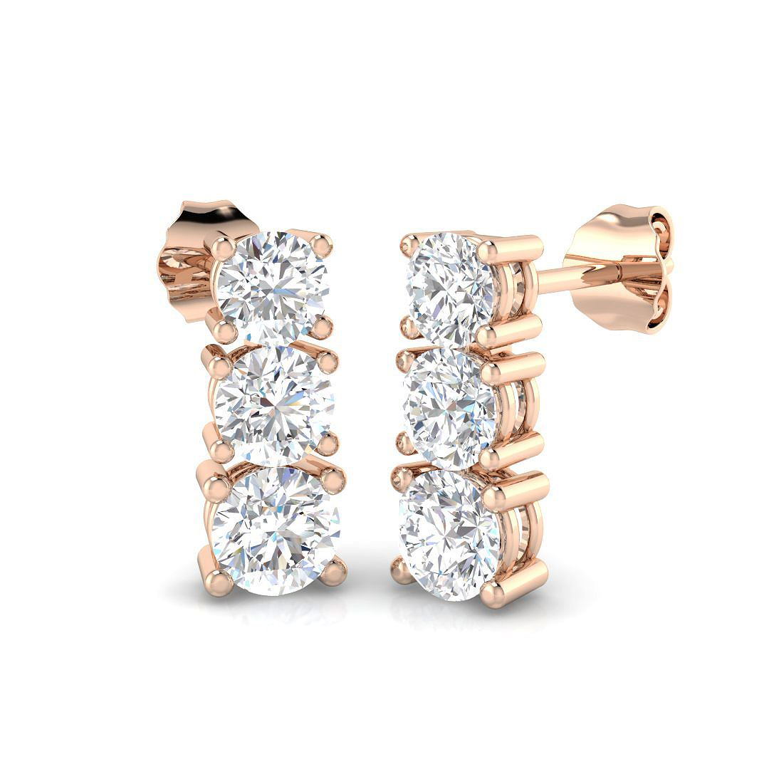 1.8 ct Natural Diamond Round Earrings