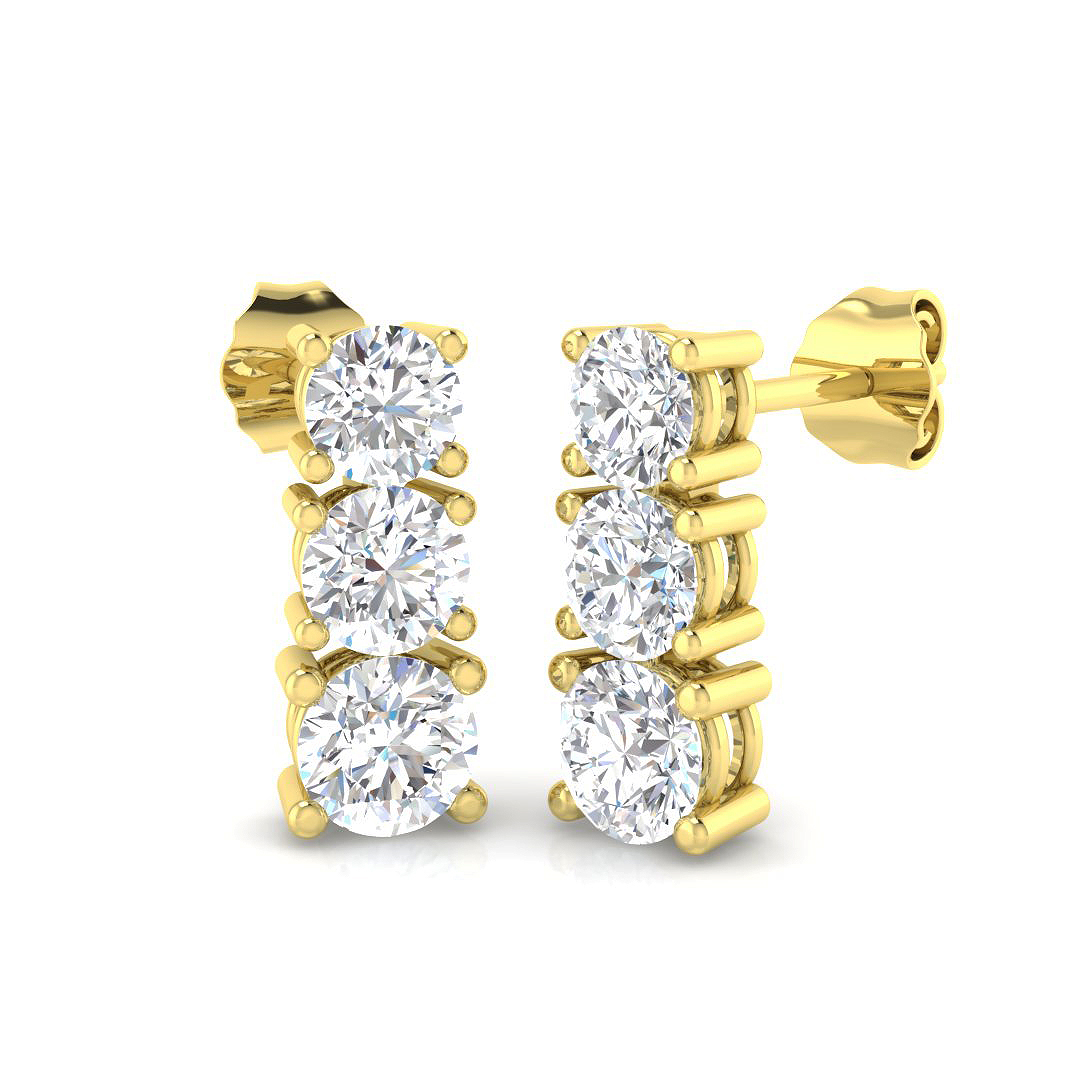 1.8 ct Natural Diamond Round Earrings