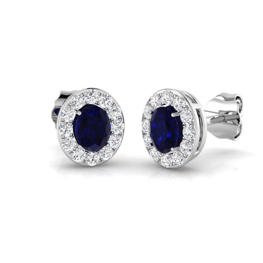 1.1 ct Blue Sapphire Oval Earrings