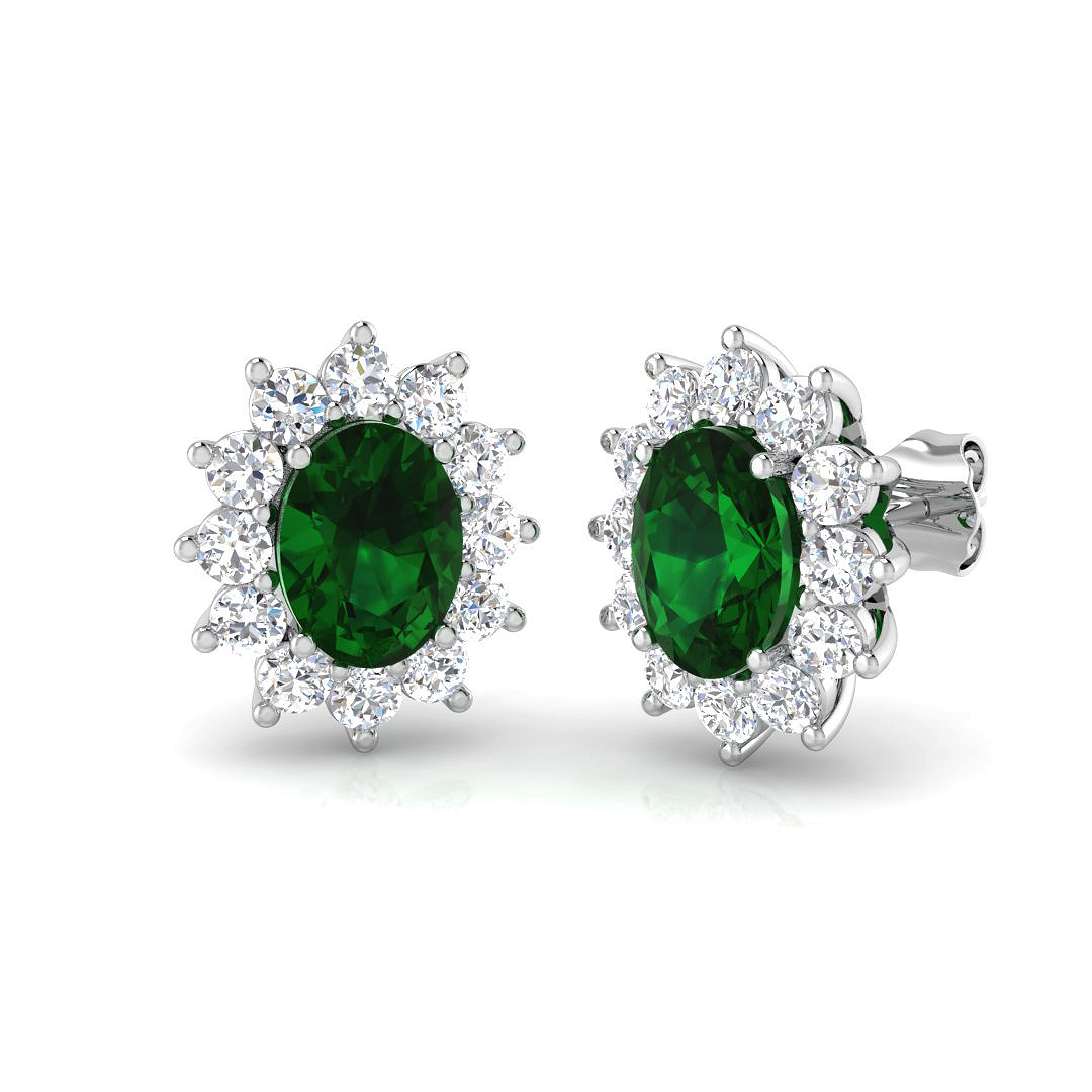 3.35 ct Natural Diamond Emerald Earrings