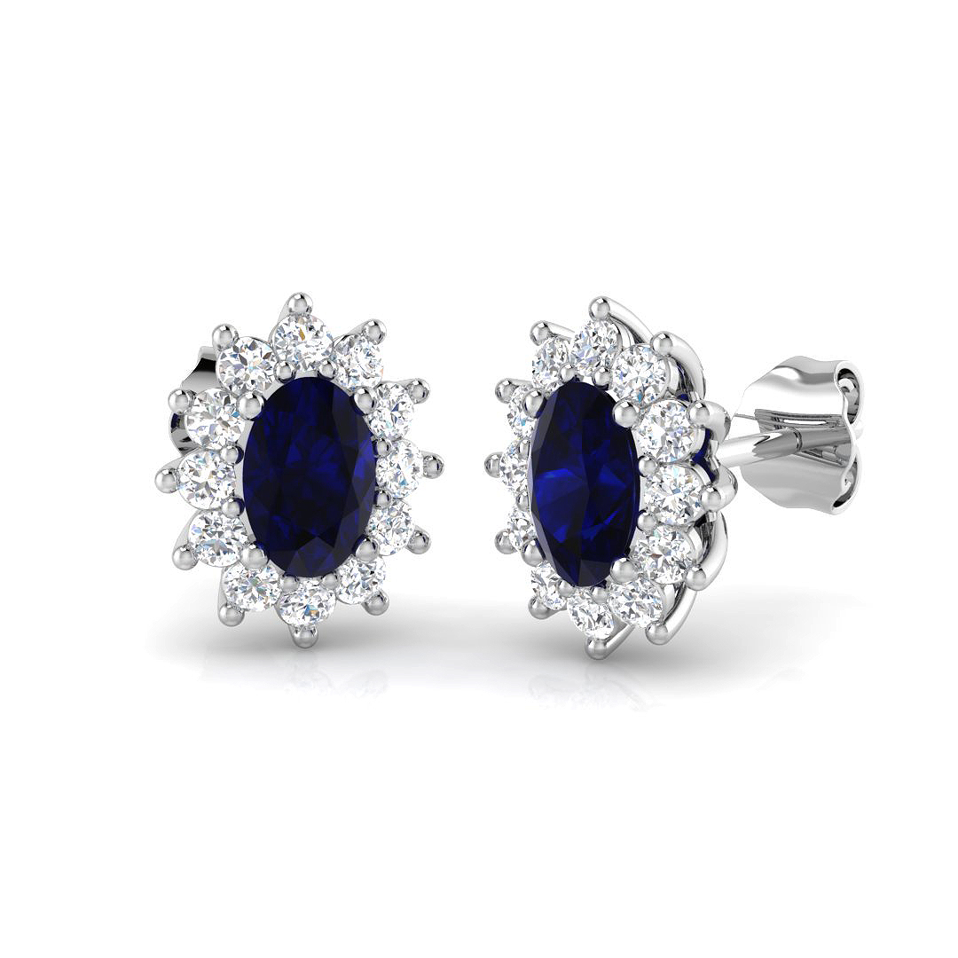 1.3 ct Blue Sapphire Oval Earrings