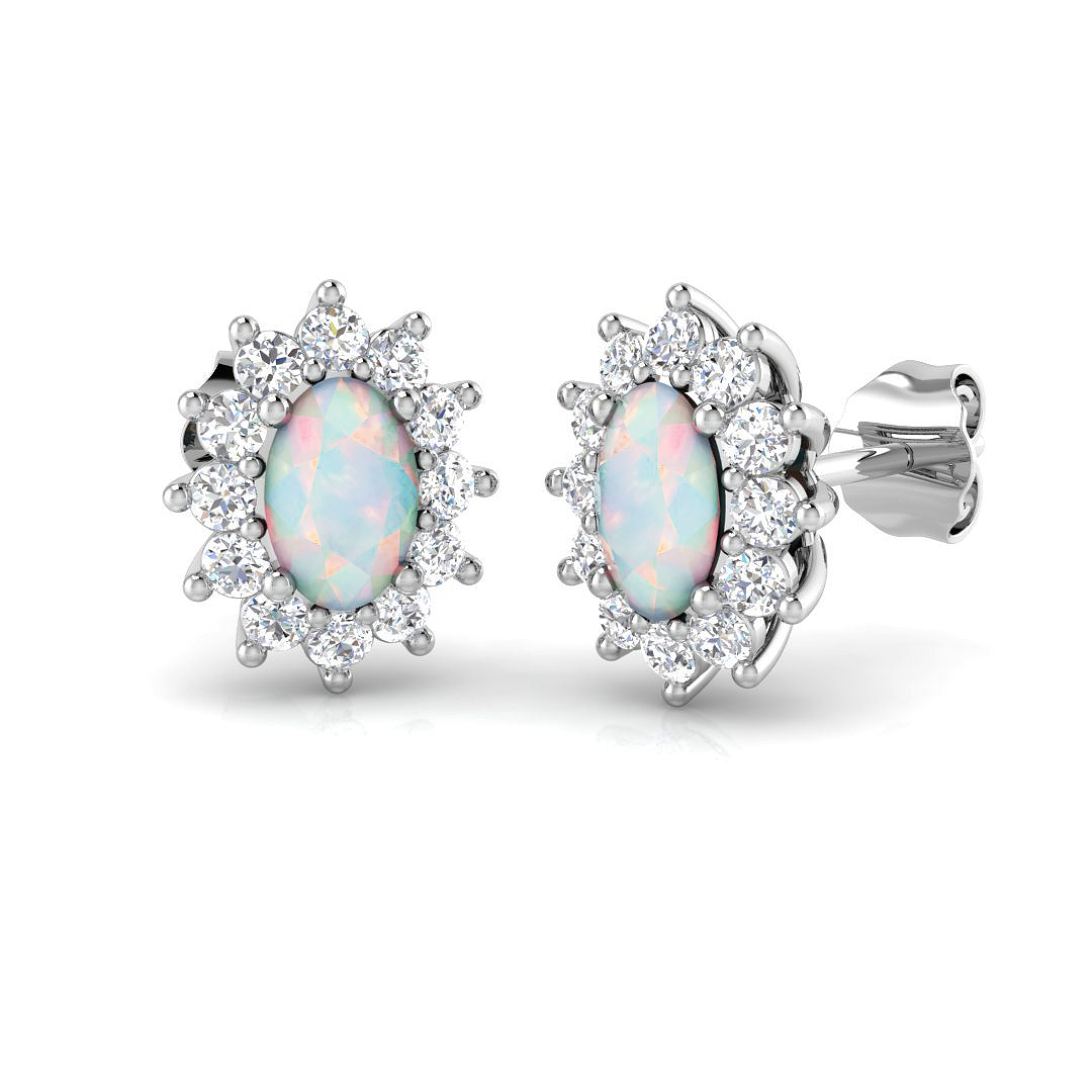1.1 Ct Opal Oval Cut  in 9K White Gold