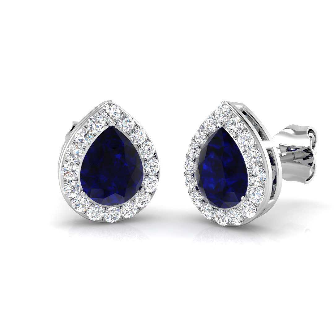 1.65 ct Blue Sapphire Pear Earrings